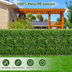 COSTWAY Expandable Fence Privacy Screen Decorative Artificial Hedge w/ Willow Frame