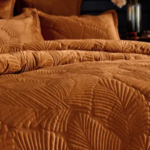 Paoletti Palmeria Quilted Velvet Duvet Cover Set