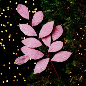 Premier Decorations Limited Pink Velvet Leaf Stem