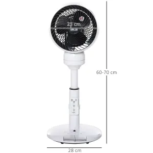 HOMCOM 28 Air Circulator Fan 3 Speed 3 Mode, 70 degree Oscillation 90 degree Vertical Tilt, Remote Controller, Black White