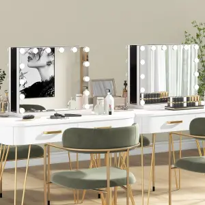 Costway Tabletop Vanity Mirror with Lights Hollywood Makeup Mirror w/ 3 Color Lighting Modes