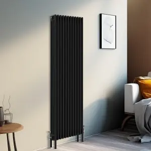 Right Radiators 1800x560 mm Vertical Traditional 4 Column Cast Iron Style Radiator Black