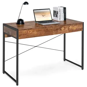 Costway Computer Desk Wooden PC Laptop Table Writing Workstation with 2 Drawers