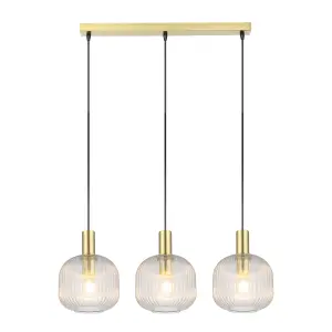 GoodHome Lybia Satin Brass 3 Lamp LED Pendant ceiling light, (Dia)740mm