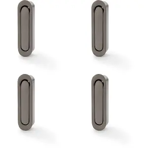 4 PACK - Flush Sliding Pocket Door Pull Handle - Dark Bronze 70mm x 19mm Radius Edge