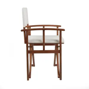 Charles Bentley FSC Wooden Pair of Folding Directors Chairs Cream Pop-Up Garden