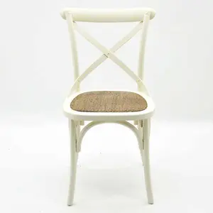 French Cross Back Dining Chair - L46 x W49 x H88 cm - Antique Cream