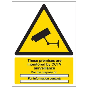 CCTV For The Purpose Security Sign - Rigid Plastic - 300x400mm (x3)