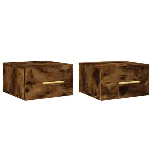 Berkfield Wall-mounted Bedside Cabinets 2 pcs Smoked Oak 35x35x20 cm