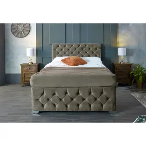 Veneta Plush Velvet Grey Bed Frame