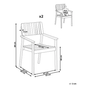 Set of 2 Garden Chairs AGELLO Acacia Wood Light Wood