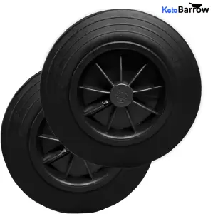 Wheelie Bin Wheel Replacement Wheels 200mm Nose Wheel Set - Black