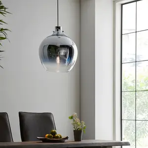 Metallic Chrome Ceiling Pendant Light Obre Glass Finish Hanging Interior Fitting