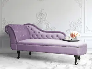 Left Hand Chaise Lounge Velvet Light Violet NIMES