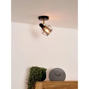 Lucide Nila Vintage Ceiling Spotlight - 1xE14 - Black