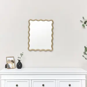 Melody Maison Gold Wave Framed Wall Mirror 50cm x 40cm