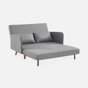 sweeek. 2-seater convertible sofa bed with reclining backrest Panam Light Grey