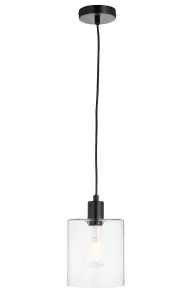 Anson Lighting Newbrook Pendant light finished in Matt black and clear glass