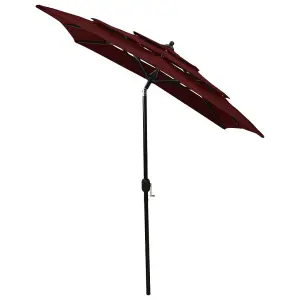 Berkfield 3-Tier Parasol with Aluminium Pole Bordeaux Red 2x2 m