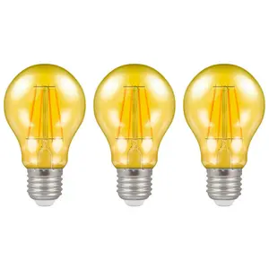 Crompton Lamps LED GLS 4.5W E27 Harlequin IP65 Yellow Translucent (3 Pack)