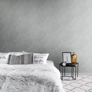 Muriva Grey Texture Metallic effect Embossed Wallpaper