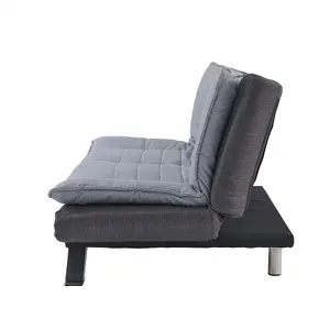 Michigan Fabric Sofa Bed 2 Seater Duo Contrast Fabric Chrome Legs Sofabed Recliner, Grey & Charcoal Fabric