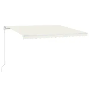 Berkfield Manual Retractable Awning with LED 450x350 cm Cream