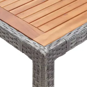 Berkfield Garden Table Grey 190x90x75 cm Poly Rattan and Solid Acacia Wood