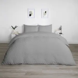 Geo Pinsonic Duvet Cover Set Quilt Bedding Set Pillowcases, Grey - Superking