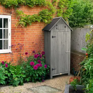 Slim Wooden Outdoor Storage Shed - Grey