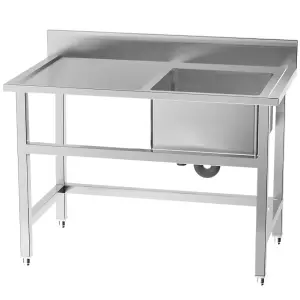 110cm Stainless Steel Commercial Catering Kitchen Sink Single Bowl with Left Drainboard