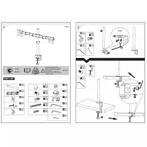 Double Twin Arm Desk Mount TV LCD Monitor Computer Screen Bracket Dual 13"-27"