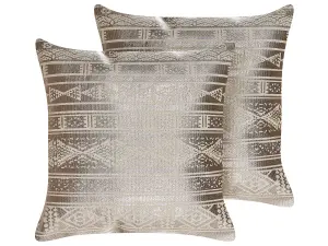 Set of 2 Cushions OUJDA Cotton 50 x 50 cm Geometric Rose Gold