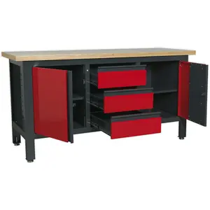 Fully Lockable Workstation- 3 Draw & 2 Cupboard - 40mm MDF Top Surface