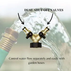 2-Way Double Garden Tap Adapter and Hose Connector - 3/4" Dual Hose Pipe Connector Strong