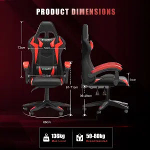 Ergonomic Gaming Chair with LED Lighting Effects, Height Adjustable Backrest with Lumbar & Headrest Support