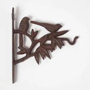 Homescapes Brown Cast Iron Bird Hanging Basket Hook