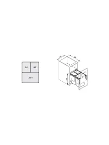 REJS recycle bin, pull out waste bin - W: 450mm (JC606M-3), with front fixing brackets