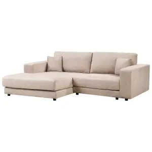 Corner Sofa LOFOTEN Beige Velvet 3 Seater Right Hand