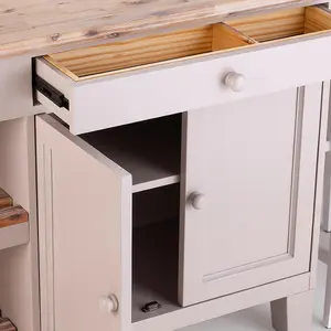 Florence Truffle Kitchen Island with Cupboard and Shelves