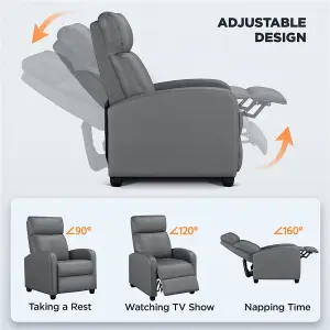 Yaheetech Grey PU Leather Recliner Chair with Pocket