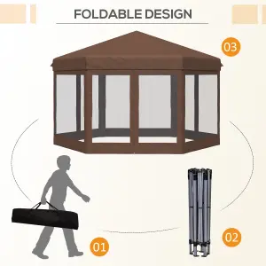 Outsunny 4x4m Garden Gazebo Tent Outdoor Metal Adjustable Sunshade w/ Net