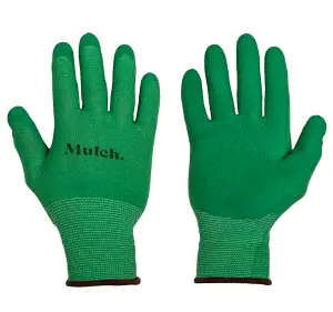 Mulch. Textured Palm Gardening Gloves - Soft Bamboo & Cotton - Naturally Antibacterial - Medium Size 8 - 1 Pair