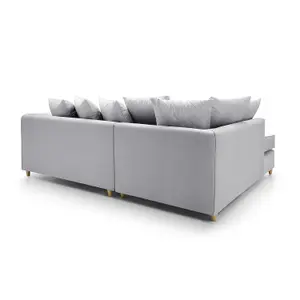 Chicago Velvet Left Facing Corner Sofa in Light Grey