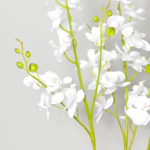 60cm Artificial Luxury Orchid - Triple Stem - White Realistic Plant