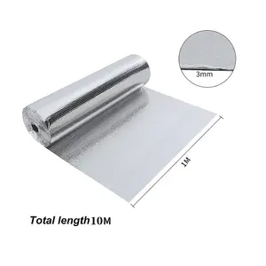 Single Bubble Foil Insulation, Heat Reflective 3 mm Thick Double Layer Aluminium Insulation Foil,1m x 10m(10m²)