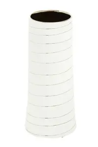 Interiors by Premier Haldis Small White Silver Stripe Ceramic Vase