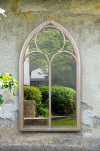 MirrorOutlet SandstoneSomerley Chapel Arch Garden Mirror 112 x 61 CM