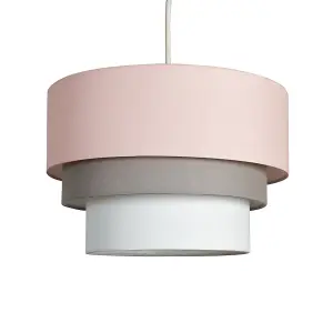 ValueLights Aztec 3 Tier Modern Pink Grey White Fabric Ceiling Pendant Light Shade