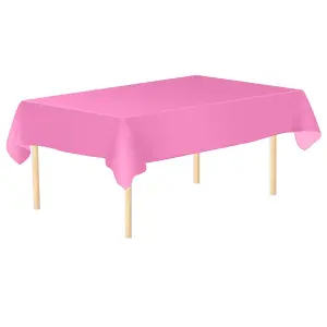 Hot Pink Plastic Table Cover, Disposable Wipe Clean Waterproof Tablecloth - 54"x108"